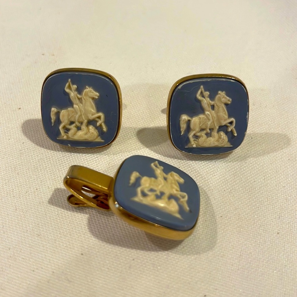 Mens Cufflink Tie Clip Set